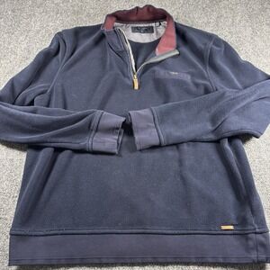 Ted Baker London Pullover‎ Men's Size 6 Blue 1/4 Zip Sweater Fleece Wool Blend